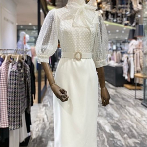 모조에스핀 고급 시스루 리본 아이보리 롱원피스 예복