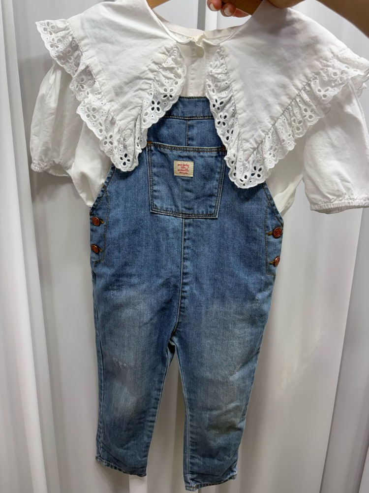 자라키즈 멜빵바지+블라우스L (3-5세) 이미지