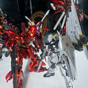 반다이 RG 사자비 메탈코팅, 뉴건담 티타늄 피니쉬 조립품 일괄판매