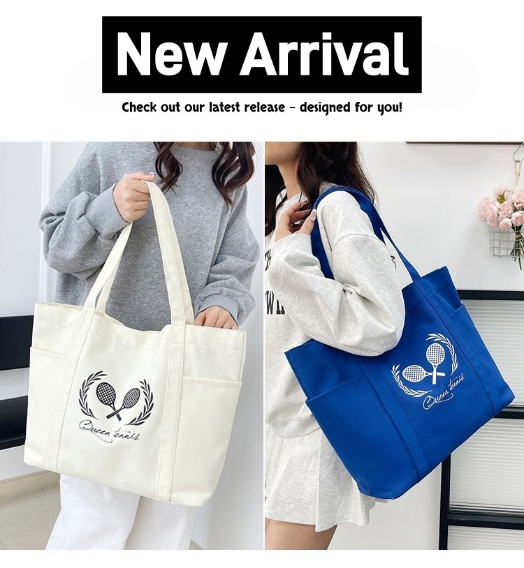 테니스 캔버스 에코백 대용량 토트백 스포츠 숄더백 데일리 가방--1