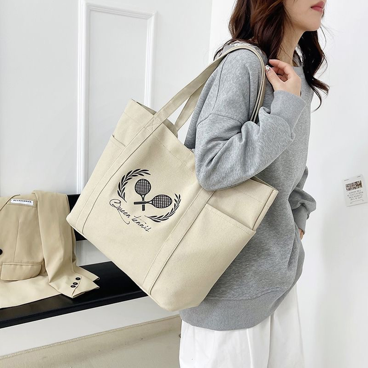 테니스 캔버스 에코백 대용량 토트백 스포츠 숄더백 데일리 가방--7