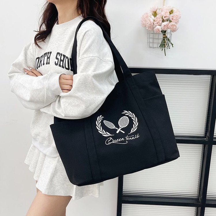 테니스 캔버스 에코백 대용량 토트백 스포츠 숄더백 데일리 가방--5