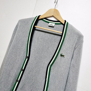 남성 라코스테 WOOL 울 모 그레이 회색 긴팔 가디건 니트 스웨터