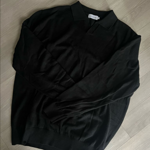 스테디에브리웨어 코튼 오픈 칼라 니트 블랙 4사이즈