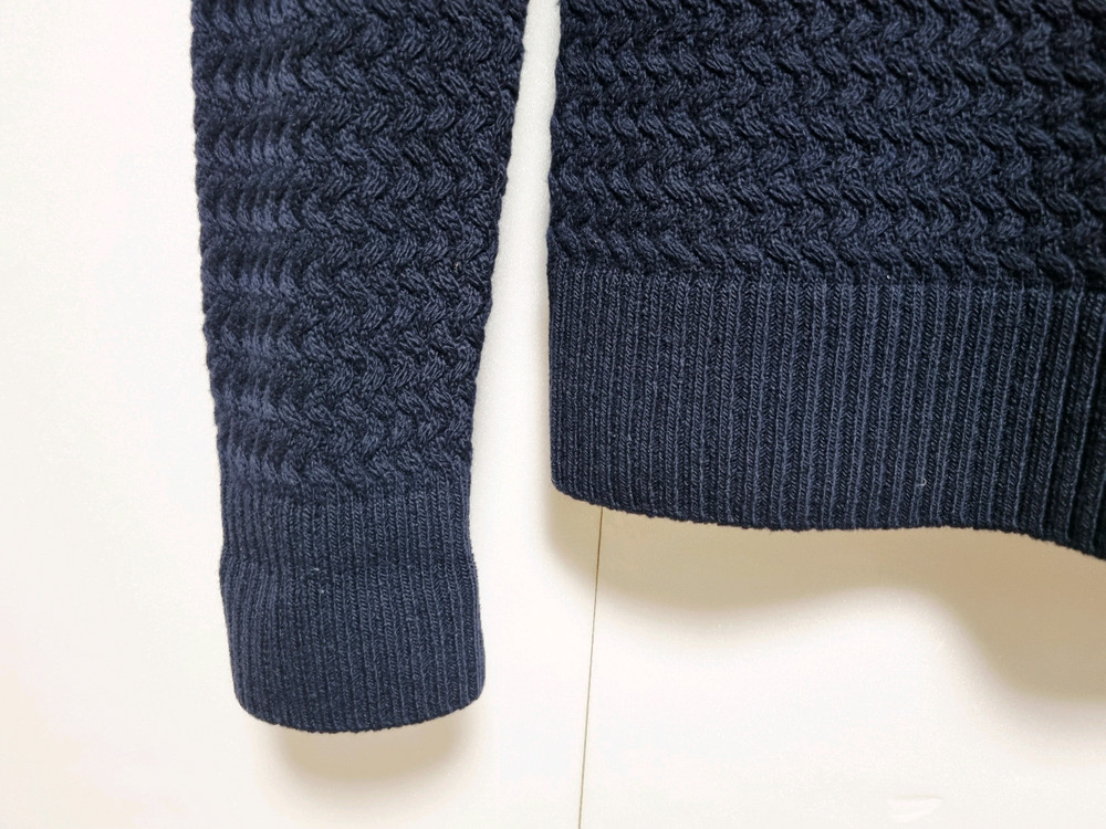 여성 라코스테 WOOL 울 모 케이블 꽈배기 네이비 긴팔 니트 스웨터--3