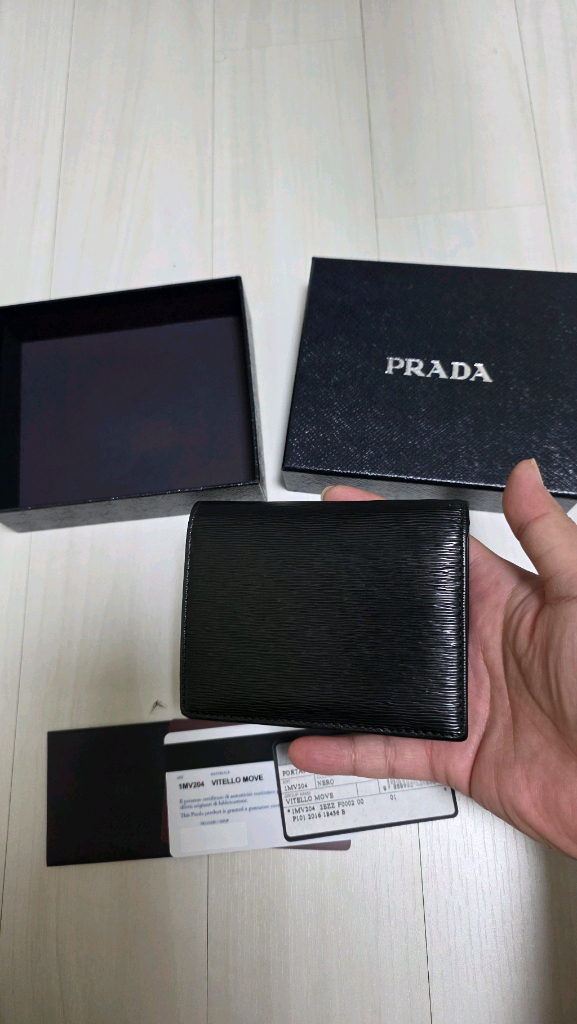 프라다 비텔로 블랙 반지갑--4