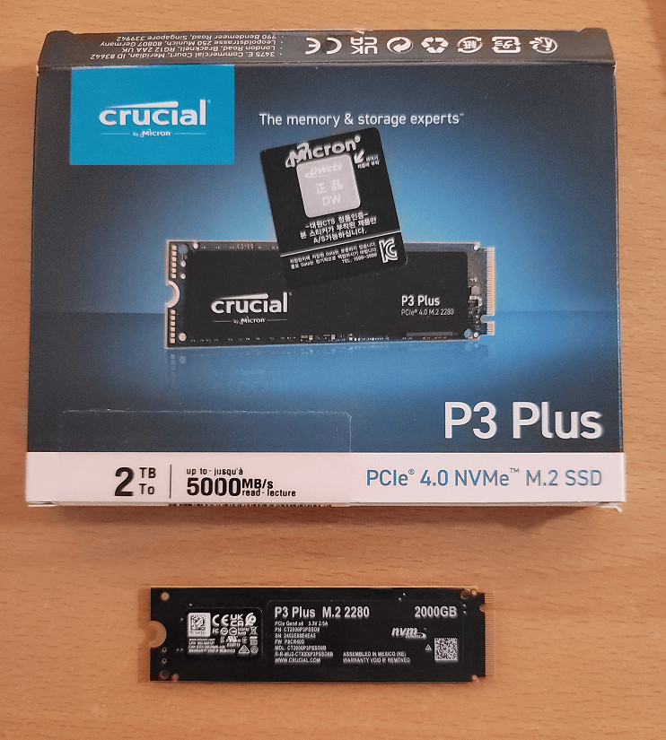 Micron Crucial P3 Plus NVMe M.2 SSD 2TB 대원CTS 마이크론 이미지
