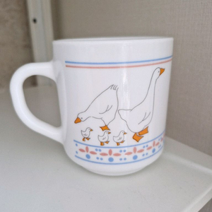 프랑스 빈티지 밀크글라스 아코팔 거위 머그컵 이미지