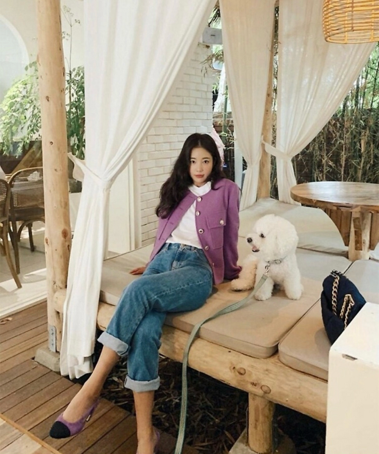 기은세 퍼플 트위드자켓 온앤온--5