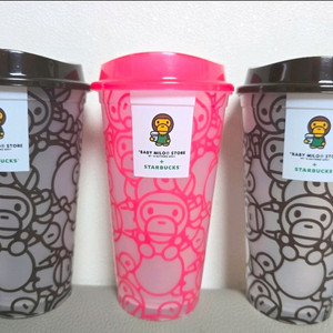 스타벅스 베이프 마일로 리유저블컵 리유져블 컵 핑크/브라운 2종 다회용컵