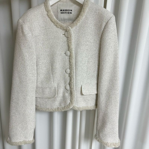 마론에디션 24 스프링 화이트 코튼 트위드 자켓