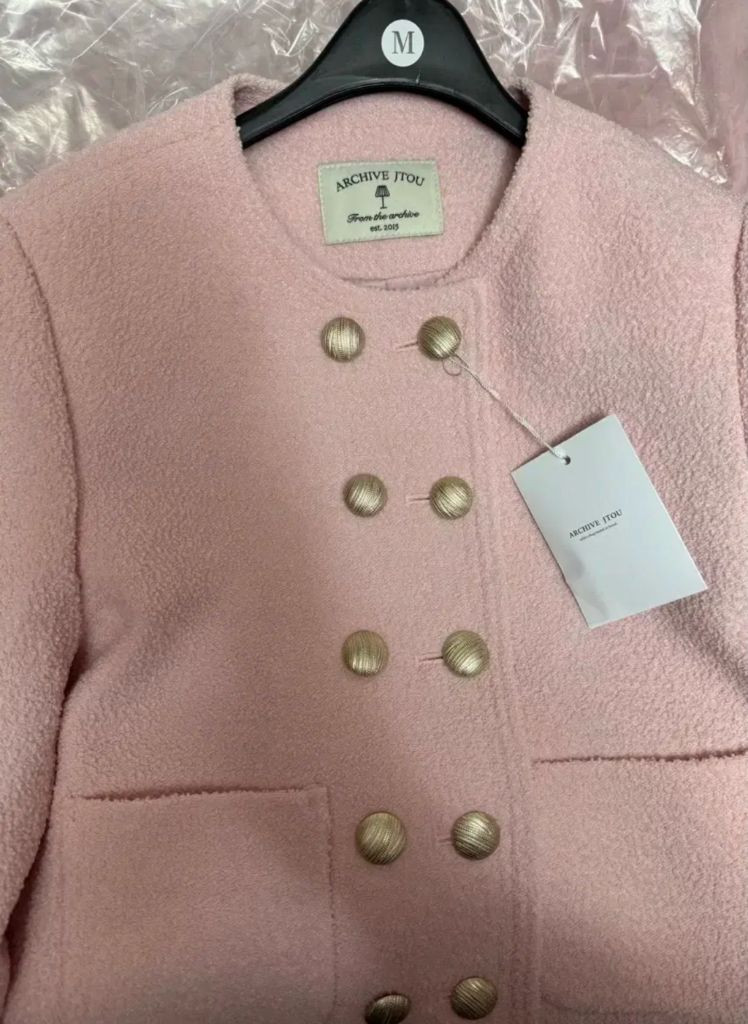새상품/실사) 아카이브제이투유 더블 버튼 트위드 자켓 라이트핑크 M--1