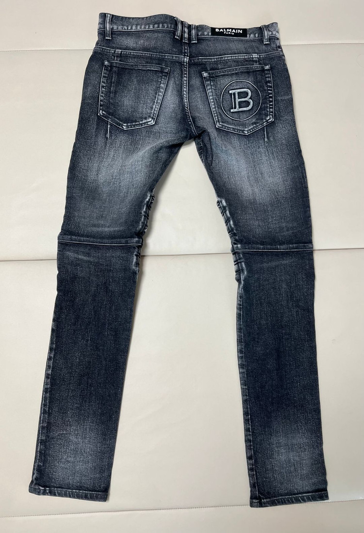 발망 BALMAIN 슬림핏 바이커 흑청 데님 31사이즈 이미지