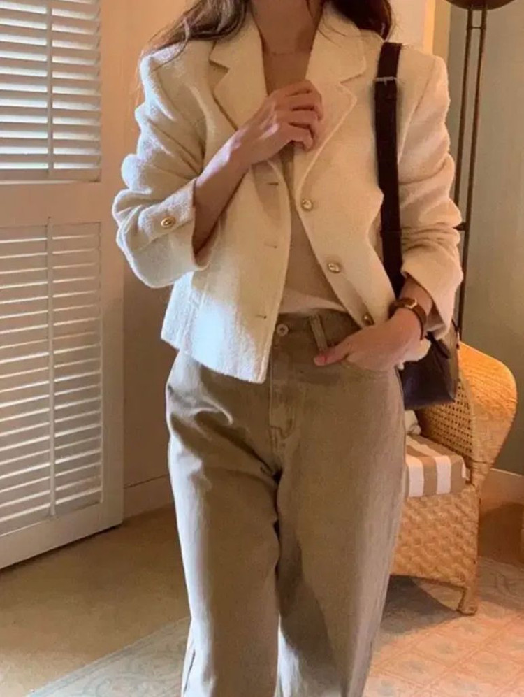 오브제 부클 울 트위드 자켓--1