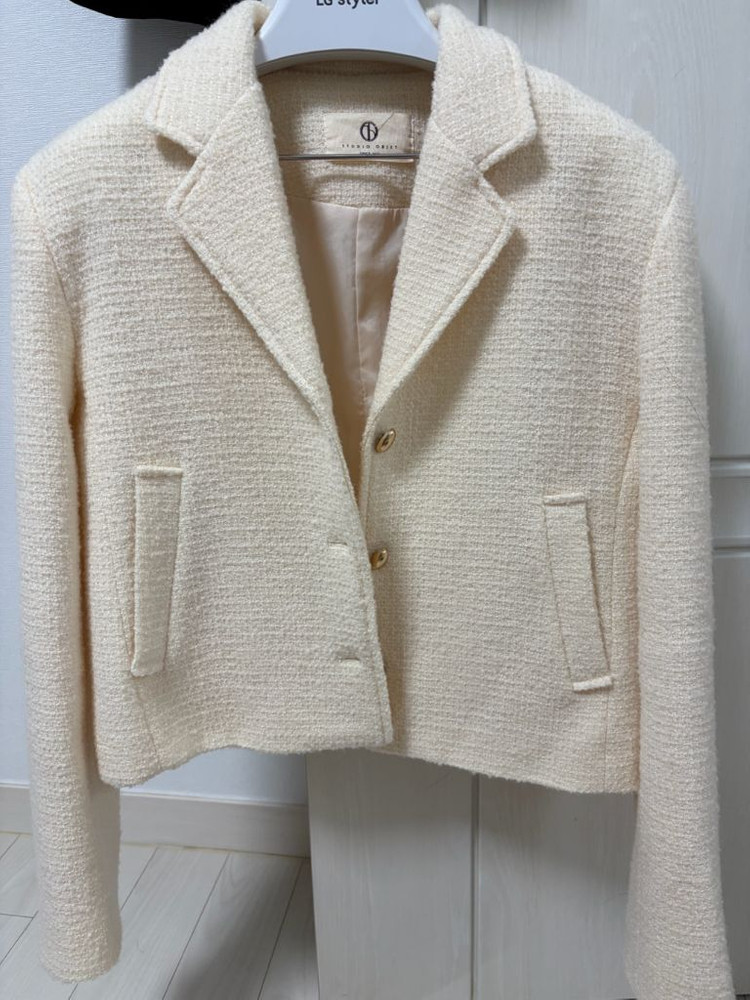 오브제 부클 울 트위드 자켓--5