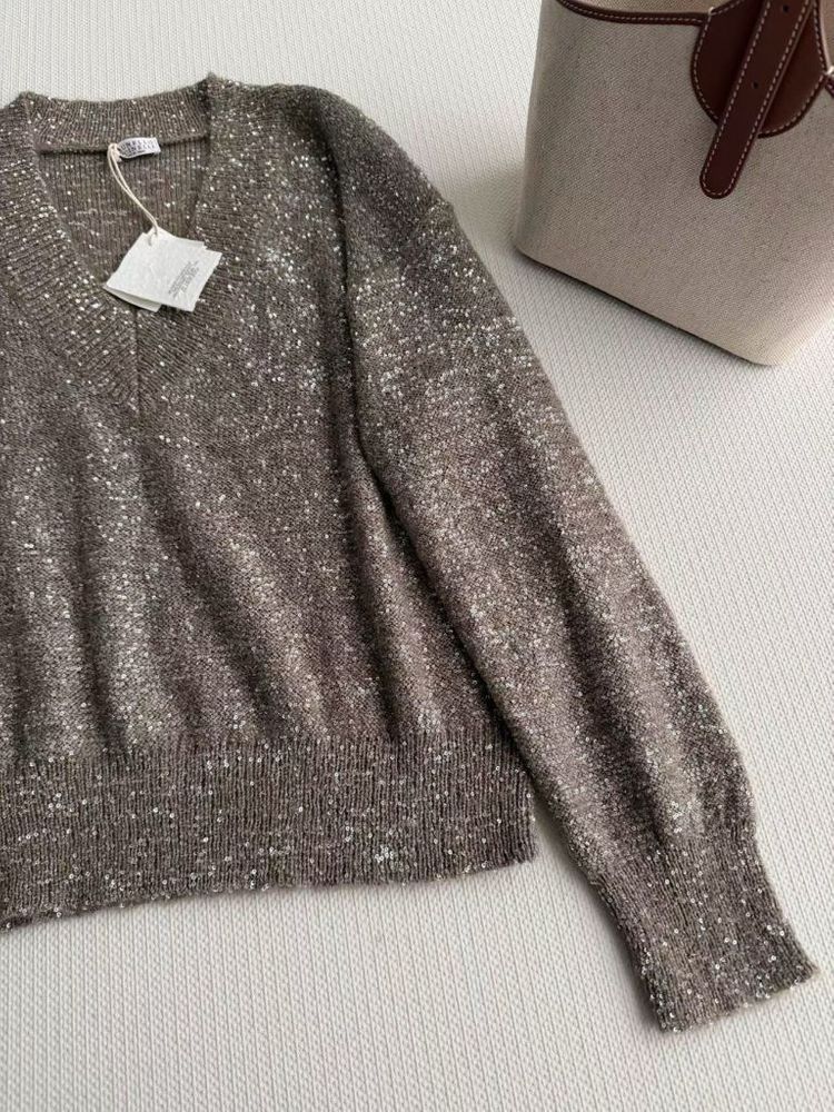 브루넬로 쿠치넬리 스팽글 니트 셋업--1