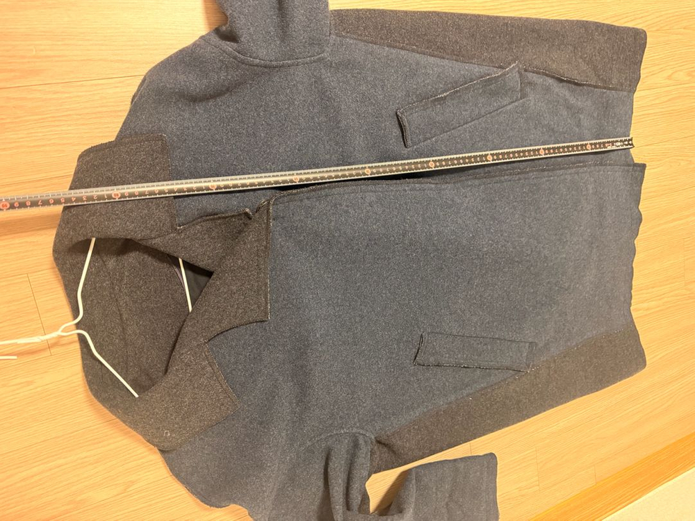 디자인어 블루/차콜 배색 모직 모 코트 롱자켓 778899정도 프리 이미지