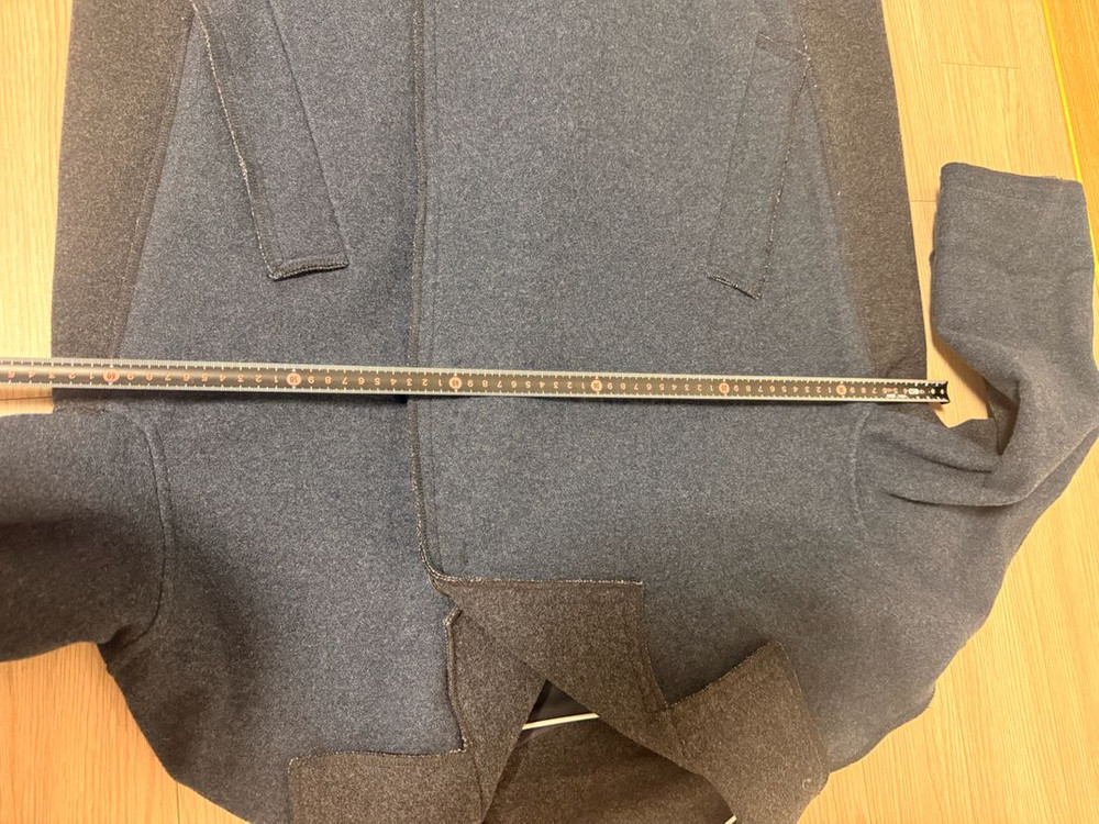 디자인어 블루/차콜 배색 모직 모 코트 롱자켓 778899정도 프리 이미지