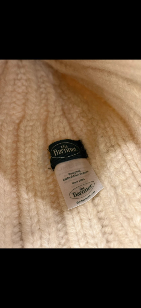 더바넷 폼폼 니트 비니 아이보리 울 100%--3