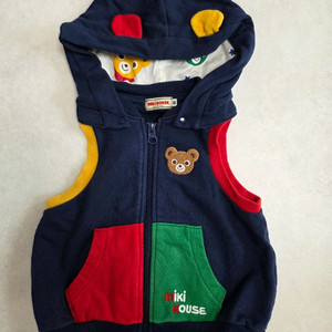 미키하우스 귀쫑긋 후드 조끼 90사이즈