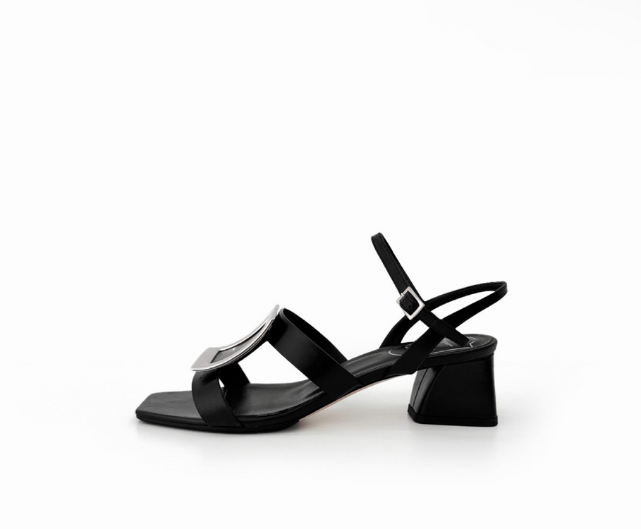 [36.5] 로저비비에 여성 비키비브 미들힐 샌들 블랙 이미지