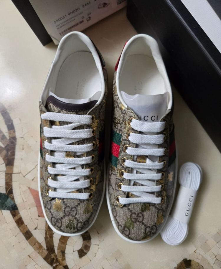 GUCCI 꿀벌 삼선 스니커즈(34 /210mm) 이미지
