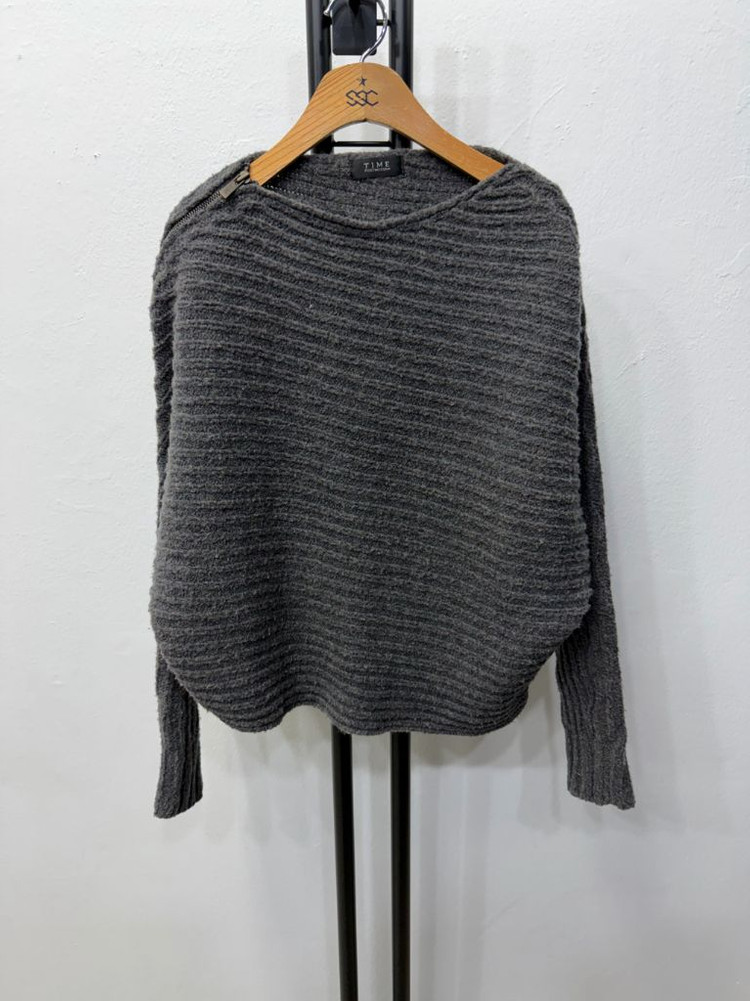 정품) TIME 타임 한섬 루즈핏 어깨 지퍼 니트 집업 90F 이미지