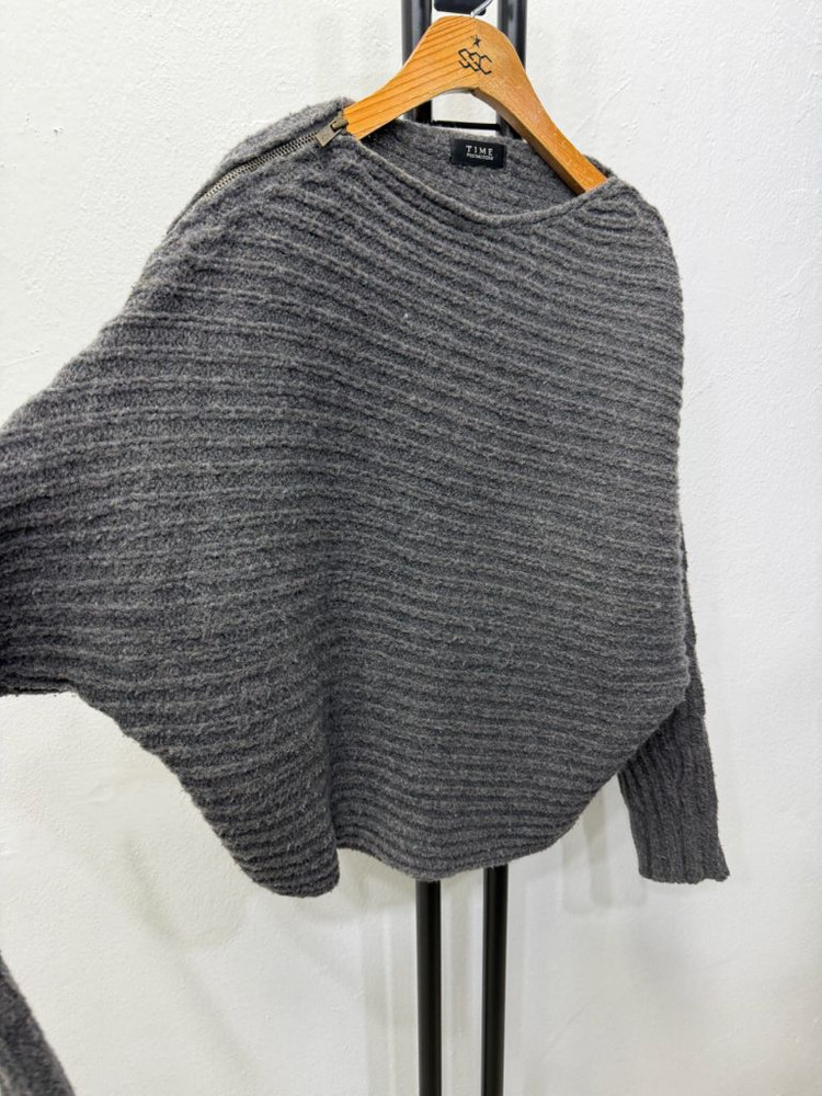 정품) TIME 타임 한섬 루즈핏 어깨 지퍼 니트 집업 90F 이미지