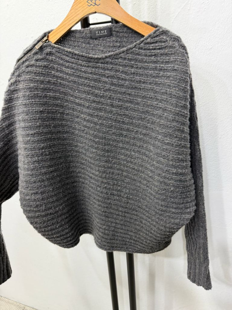정품) TIME 타임 한섬 루즈핏 어깨 지퍼 니트 집업 90F 이미지