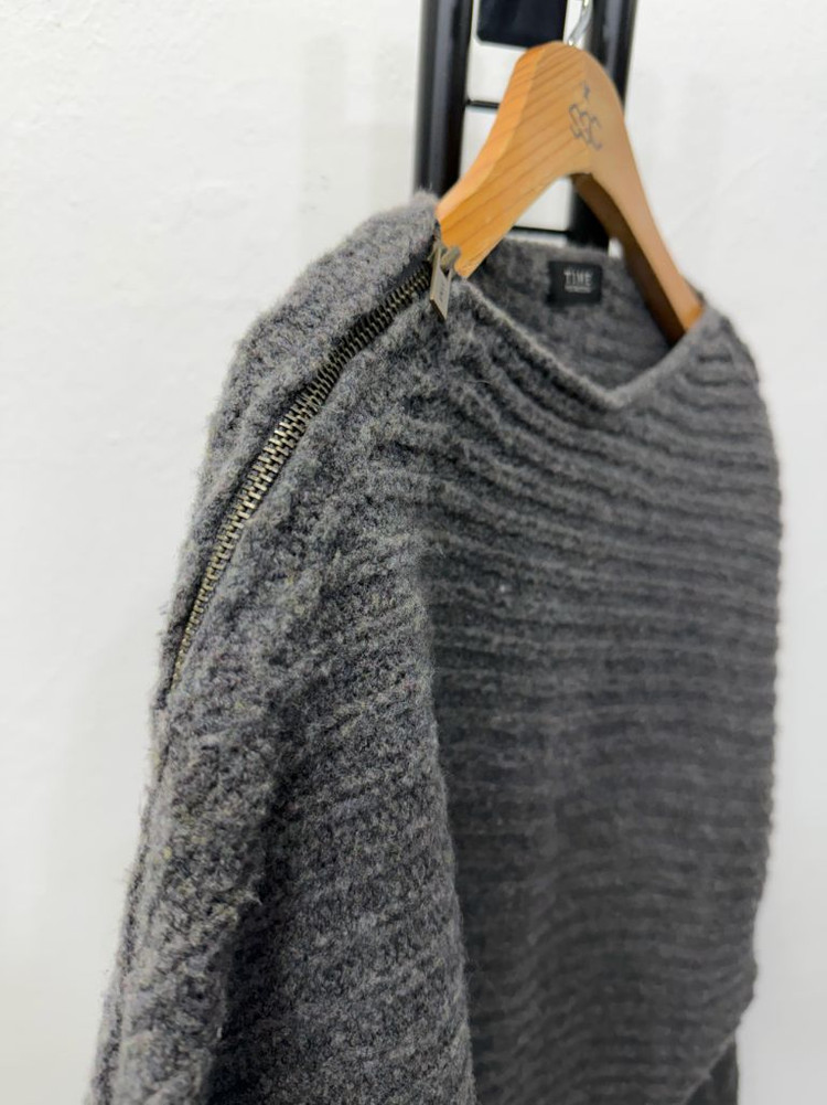 정품) TIME 타임 한섬 루즈핏 어깨 지퍼 니트 집업 90F 이미지