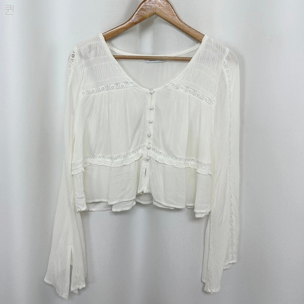 ARIZOZA 여자 화이트 하늘한 블라우스 티셔츠 S--0