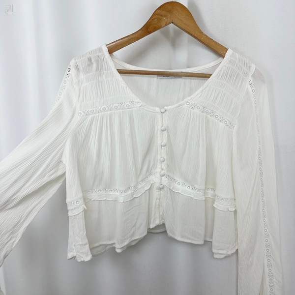 ARIZOZA 여자 화이트 하늘한 블라우스 티셔츠 S--5