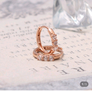 도노골드 14K 옐로골드 큐빅 링 귀걸이