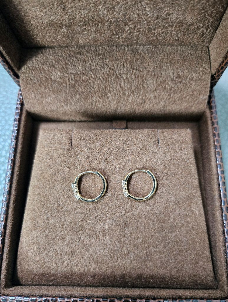 도노골드 14K 옐로골드 큐빅 링 귀걸이--4