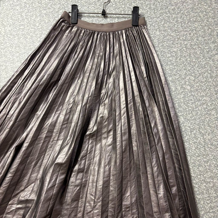 오르 플리츠 에코 비건 레더 스커트 가죽 주름 orr 메탈--1