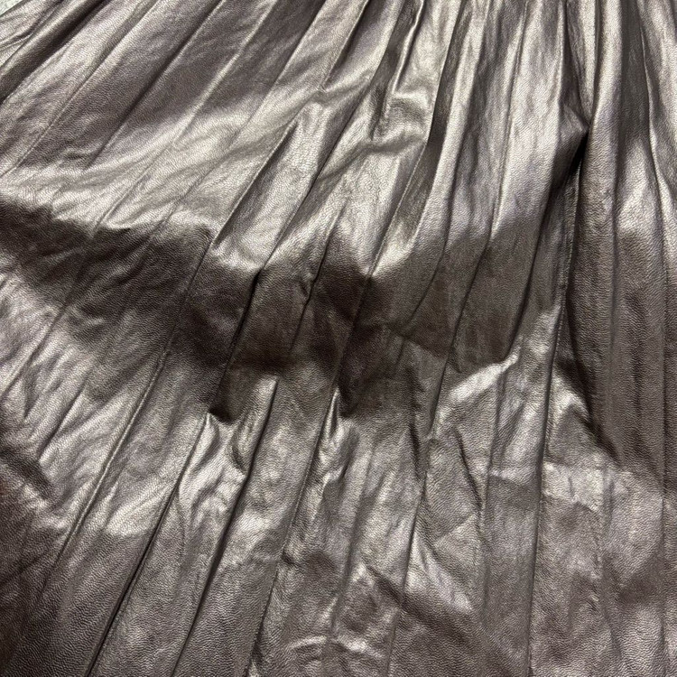 오르 플리츠 에코 비건 레더 스커트 가죽 주름 orr 메탈--3