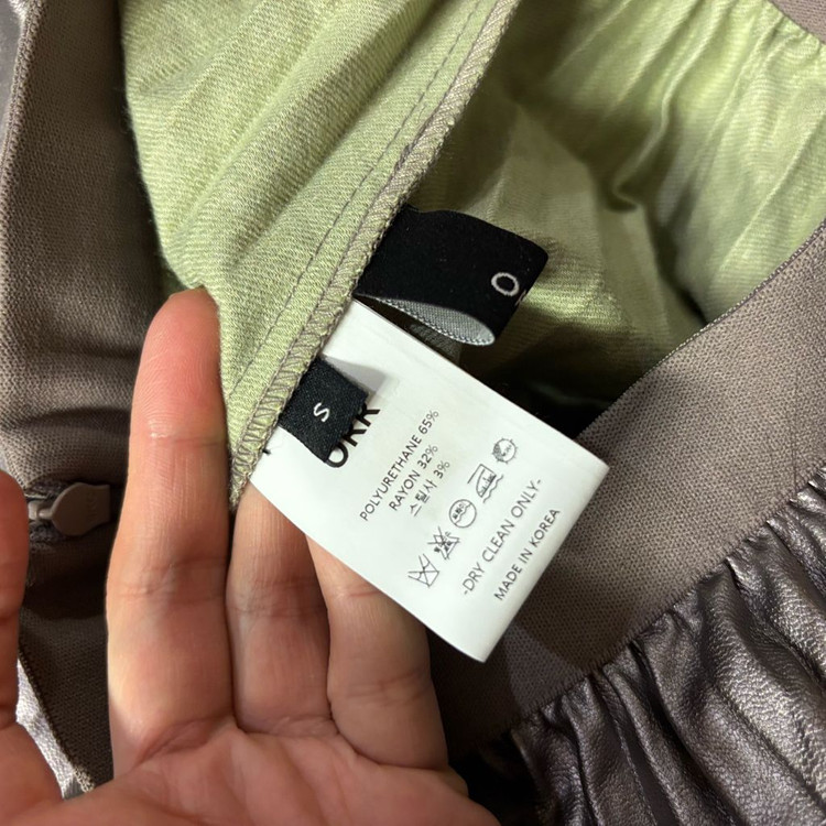 오르 플리츠 에코 비건 레더 스커트 가죽 주름 orr 메탈--4