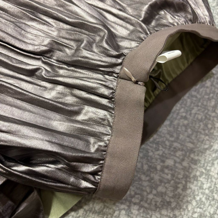 오르 플리츠 에코 비건 레더 스커트 가죽 주름 orr 메탈--6