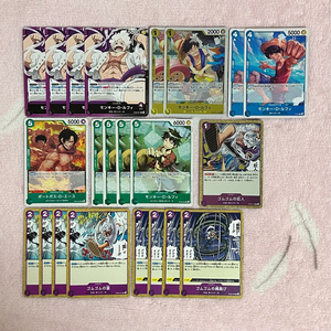 원피스 카드 게임 루피 니카 에이스 리더 R L 레어 스킬 기어5 일괄 이미지