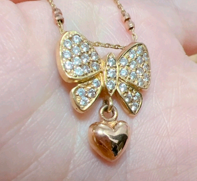 나비 목걸이 팬던트 14k 3g--1