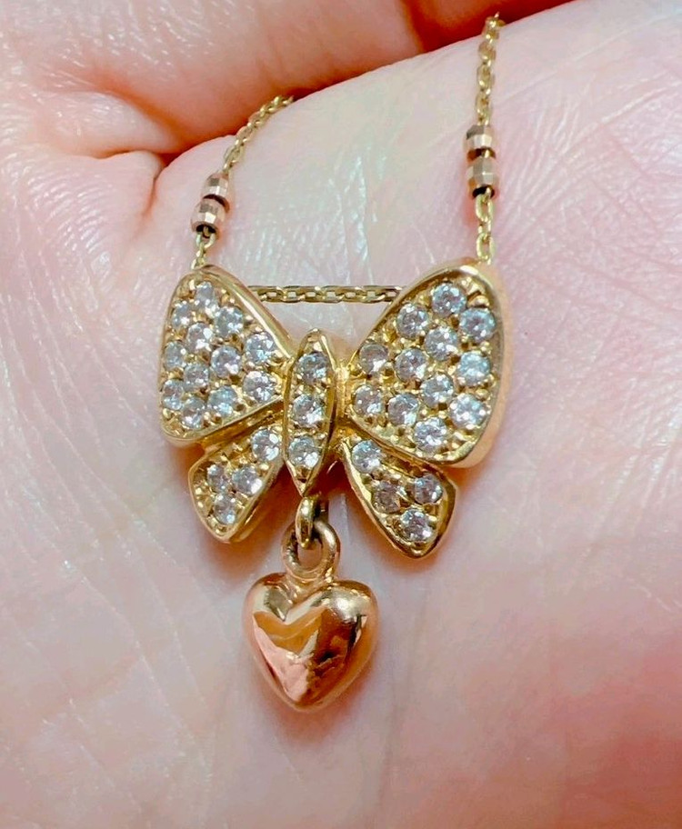 나비 목걸이 팬던트 14k 3g--2