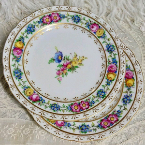 엔틱 독일 드레스덴 플라워 접시 이미지