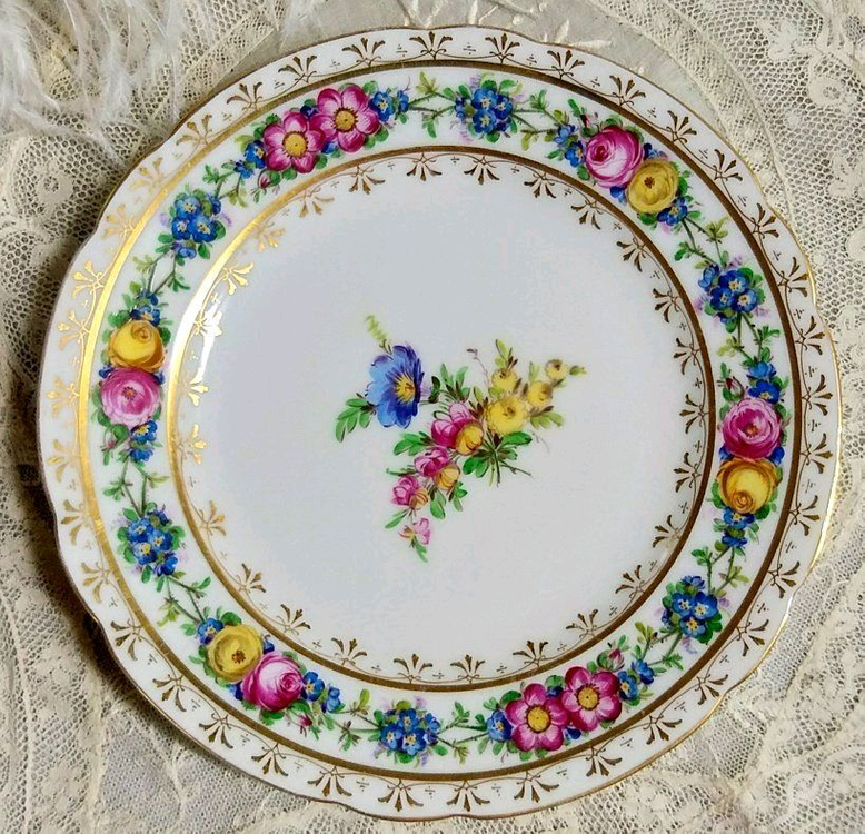 엔틱 독일 드레스덴 플라워 접시 이미지