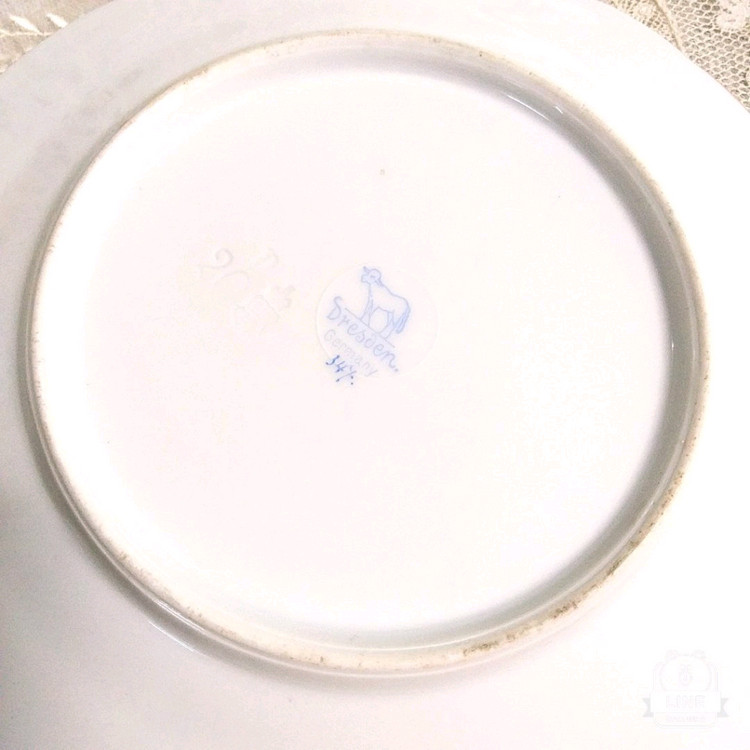 엔틱 독일 드레스덴 플라워 접시 이미지