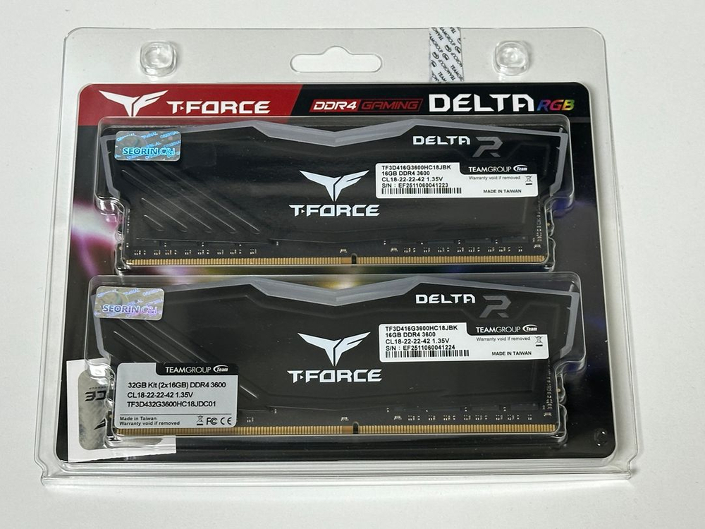 [미개봉신품] T-Force DDR4-3600 CL18 Delta RGB 블랙 패키지 32GB(16Gx2)--1