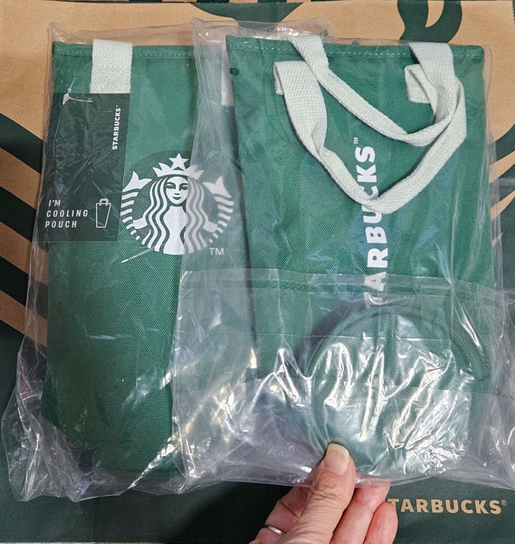 미개봉]스타벅스 쿨링 파우치 그린 텀블러 보틀 가방 이미지