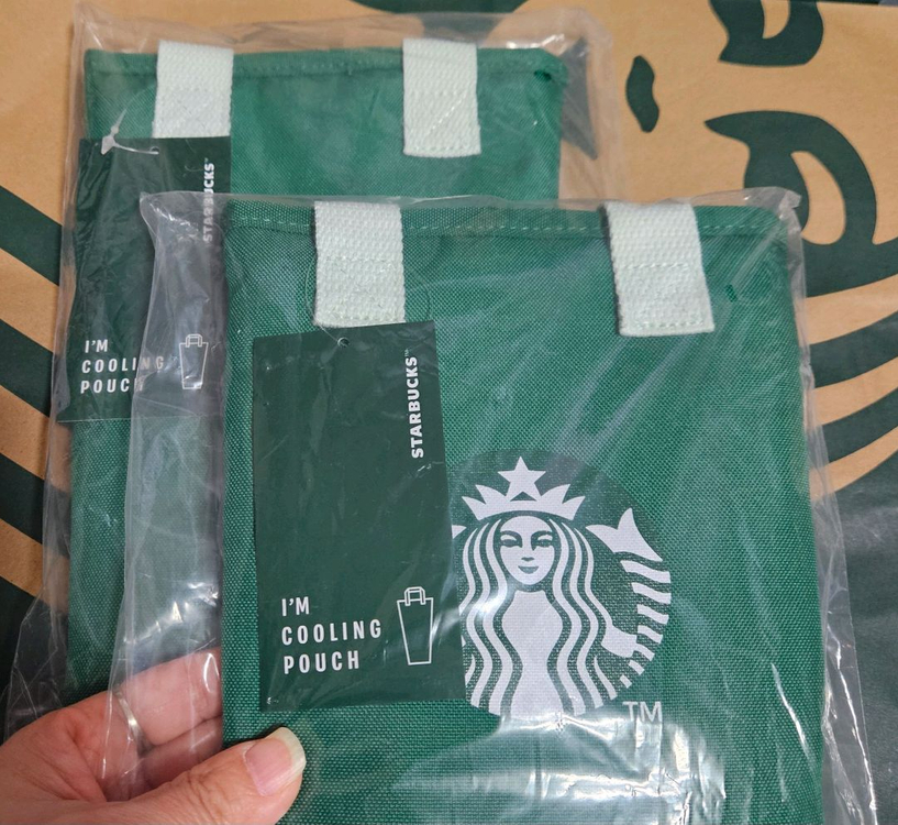 미개봉]스타벅스 쿨링 파우치 그린 텀블러 보틀 가방 이미지