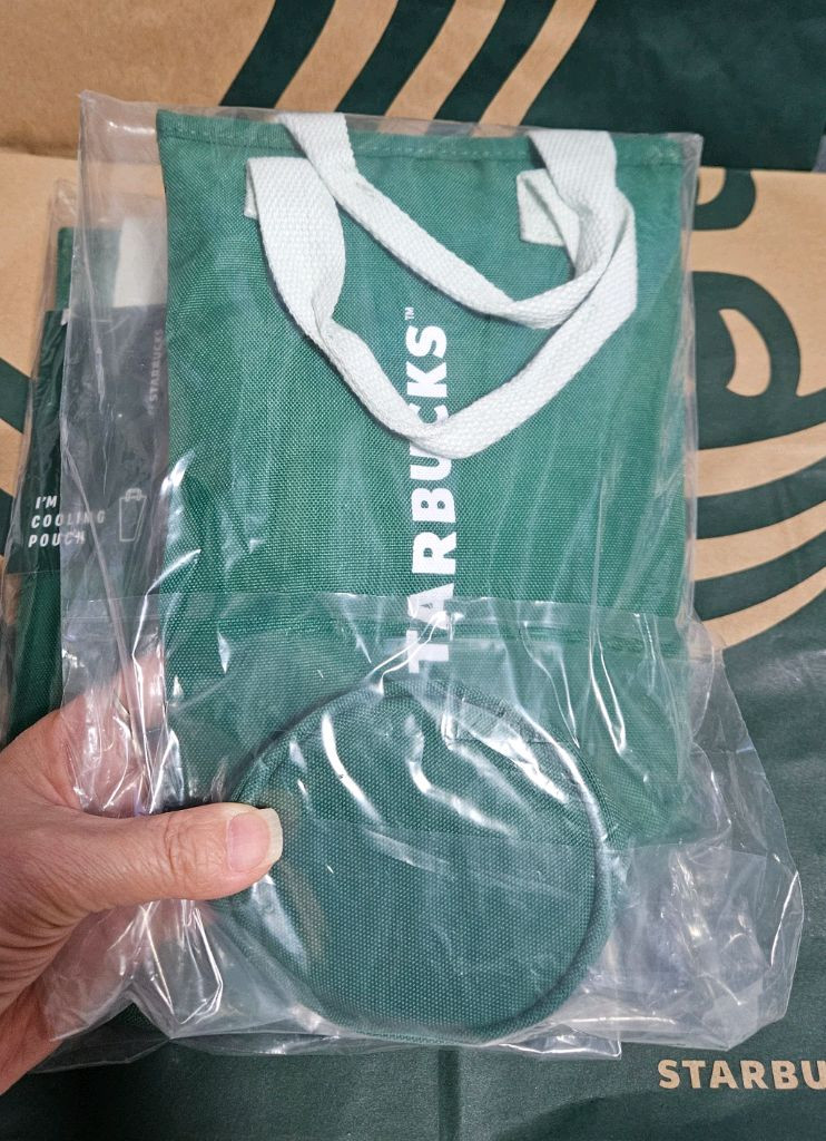 미개봉]스타벅스 쿨링 파우치 그린 텀블러 보틀 가방 이미지
