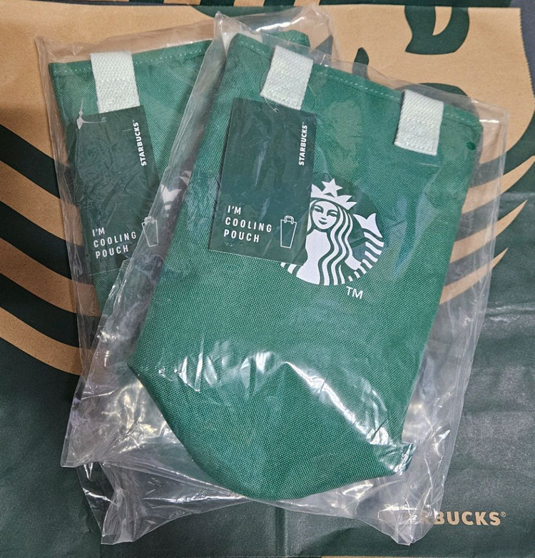 미개봉]스타벅스 쿨링 파우치 그린 텀블러 보틀 가방 이미지