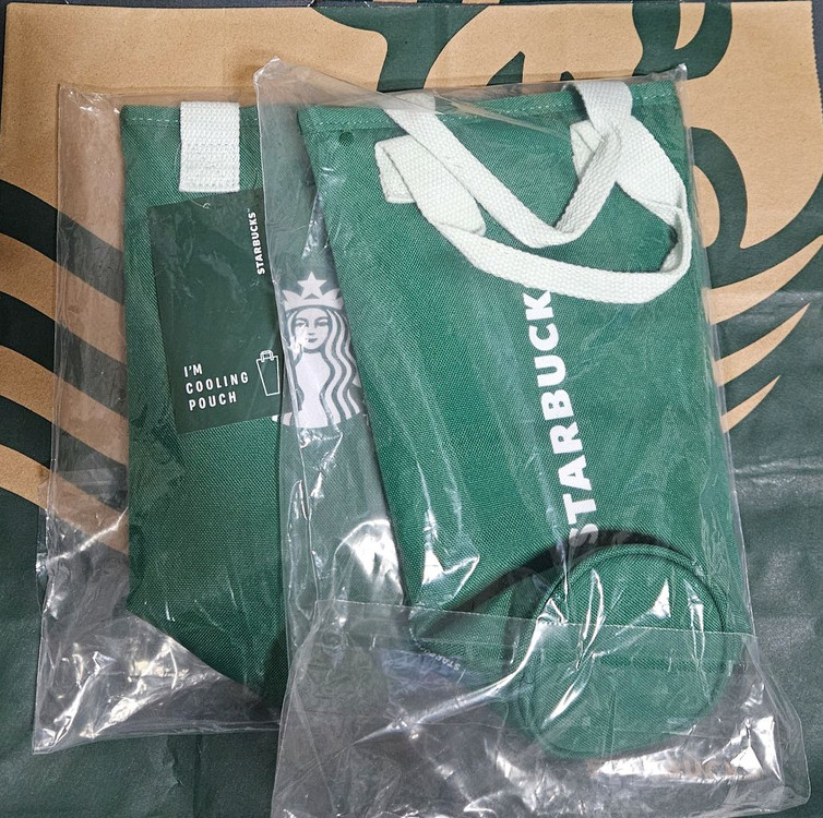 미개봉]스타벅스 쿨링 파우치 그린 텀블러 보틀 가방 이미지